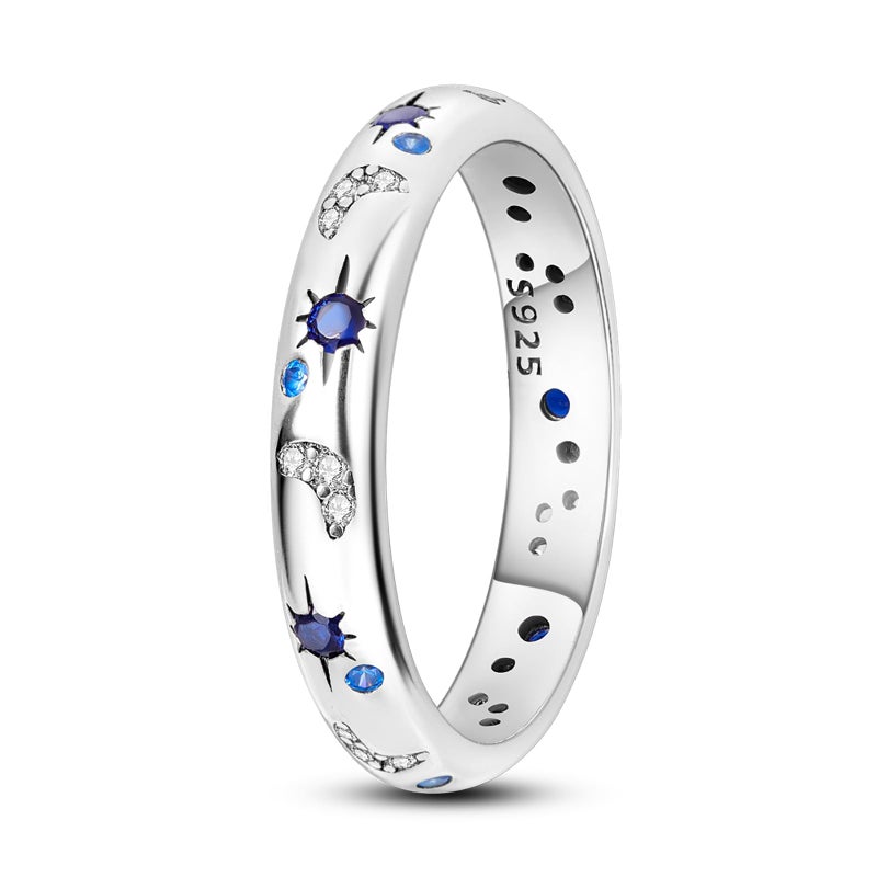 Hapour 925 Sterling Silver Ring for Women,Eternity Gorgeous Rings Stackable Rings for Women as Gifts Ring Size 4-10 (Moon Rings, 6) - Image 1