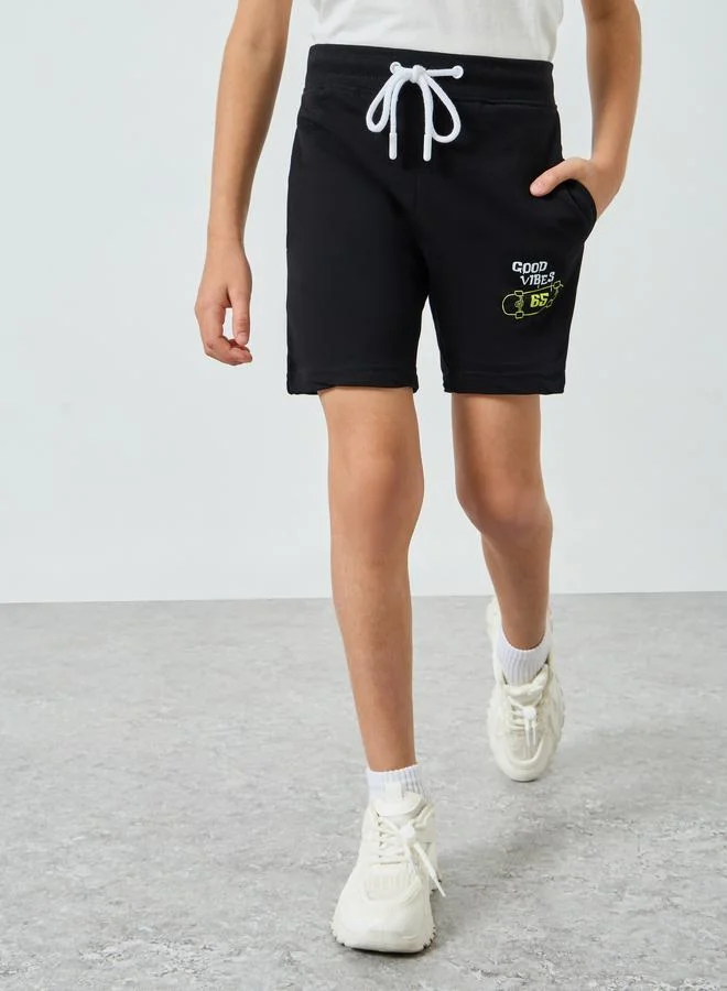 Styli Boys Black Cotton Shorts