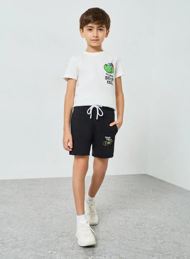 Styli Boys Black Cotton Shorts