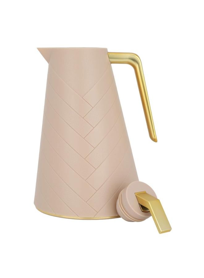 جلوري ترمس زجاجي سعة 1 لتر هيكل بلاستيكي بني فاتح - Image 2