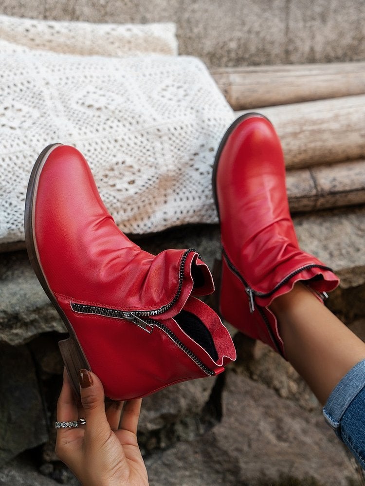Plus Size Short Martin Boots Women'S Boots 2022 Zipper Flat Casual Snow Boots Cotton Boots Thick Bottom Boots - Image 1