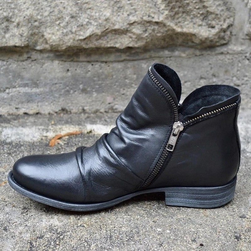 Plus Size Short Martin Boots Women'S Boots 2022 Zipper Flat Casual Snow Boots Cotton Boots Thick Bottom Boots - Image 4