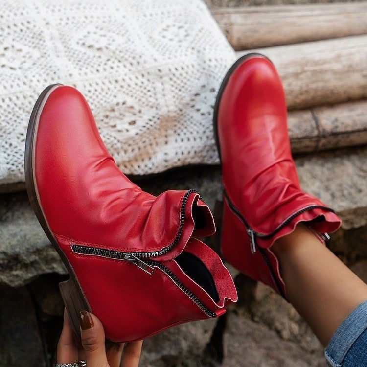 Plus Size Short Martin Boots Women'S Boots 2022 Zipper Flat Casual Snow Boots Cotton Boots Thick Bottom Boots - Image 3
