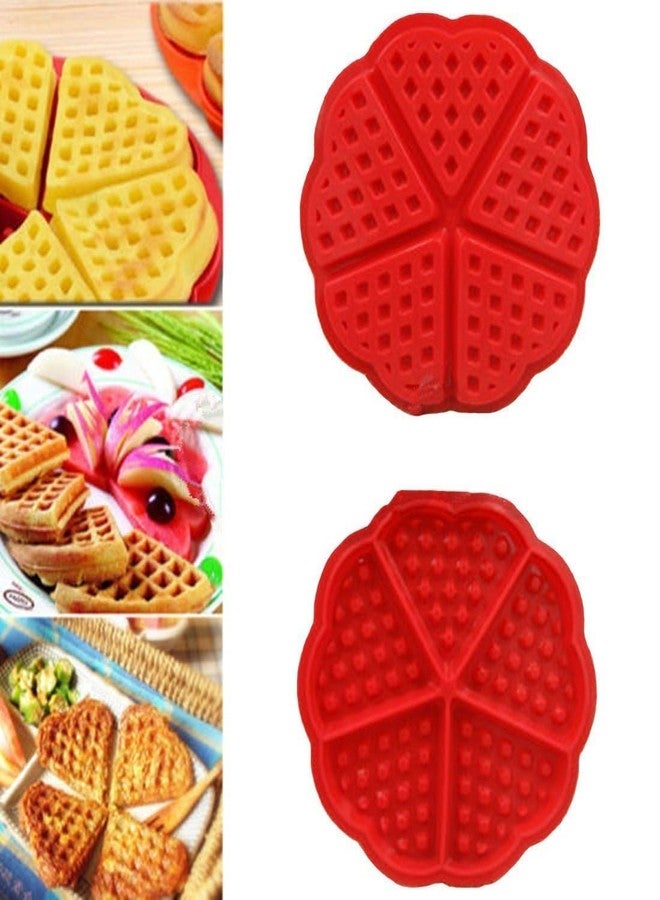 Asian Hobby Crafts Heart-Shaped Silicone Waffle Mould for Making Chocolate, Cake, Cookie, Muffin Baking Tool, Color-Red (Size : 6.5x0.6-inch) - Image 2
