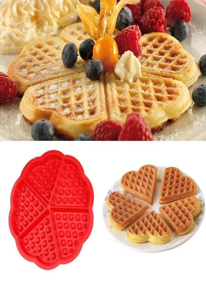 Asian Hobby Crafts Heart-Shaped Silicone Waffle Mould for Making Chocolate, Cake, Cookie, Muffin Baking Tool, Color-Red (Size : 6.5x0.6-inch) - Image 5