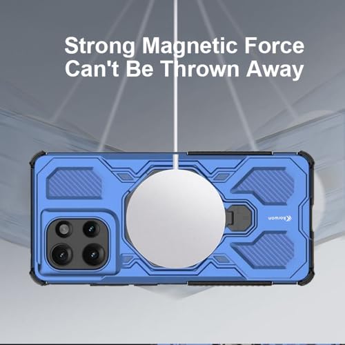 KARWAN Tough Shockproof Armor Back Case Cover Compatible with Moto Edge 50 with 360 Degree Rotation Magnetic Attraction Ring, Holder Heavy Duty Rugged Cover with MagEaze Wireless Charging (Blue) - Image 4