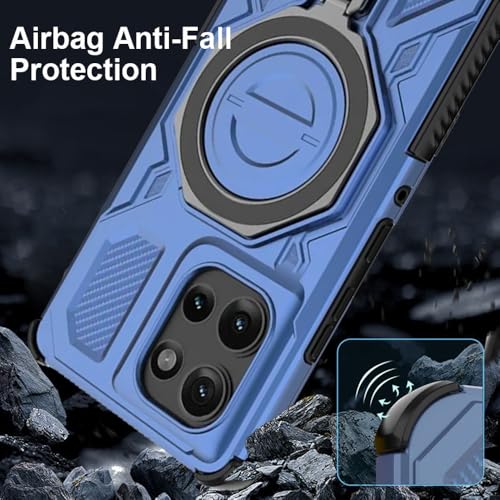 KARWAN Tough Shockproof Armor Back Case Cover Compatible with Moto Edge 50 with 360 Degree Rotation Magnetic Attraction Ring, Holder Heavy Duty Rugged Cover with MagEaze Wireless Charging (Blue) - Image 5