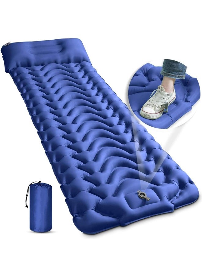 Arabest Camping Sleeping Pad, Ultralight Inflatable Sleeping Pad, Waterproof Sleeping Mat with with Foot Pump, Compact Lightweight Camping Air Mattress for Backpacking, Hiking, Tent (Blue)  - Image 1