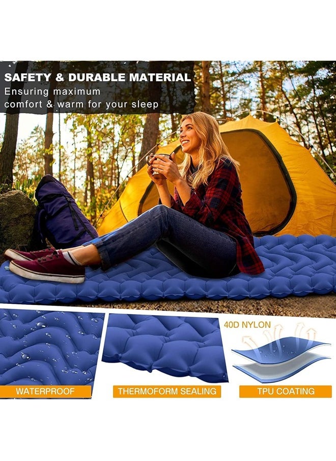 Arabest - Camping Sleeping Pad, Ultralight Inflatable Sleeping Pad, Waterproof Sleeping Mat with with Foot Pump, Compact Lightweight Camping Air Mattress for Backpacking, Hiking, Tent (Blue) - Image 1