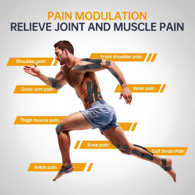 Dimora Kinesiology Tape, 80 Count Precut Strips 4 Rolls, Original Cotton, 10â€ Elastic Athletic Tape for Muscle Pain Relief and Joint Support, Black - Image 3