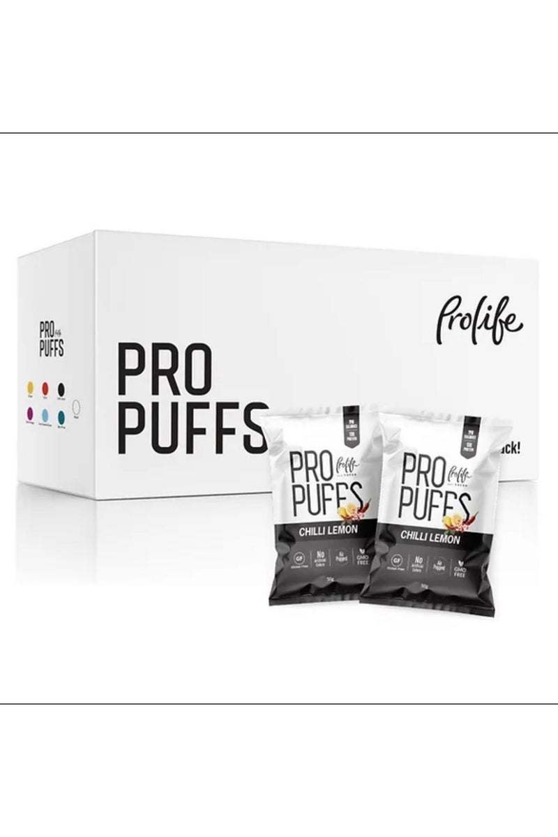 Prolife Pro Puffs – Chilli Lemon Flavour, High Protein Snack, 20 Pack x 50g - Image 1