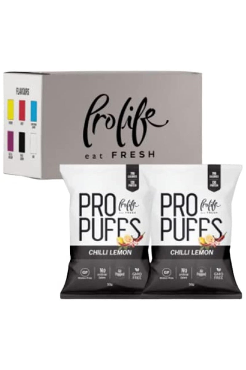 Prolife Pro Puffs – Chilli Lemon Flavour, High Protein Snack, 20 Pack x 50g - Image 2