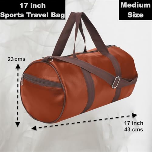 FIT FOCUS 20L Leather Trendy & Classic Duffle Gym Bag for Men & Women Leather Gym Bag with Shoulder Strap Sports Bag Yoga & Travel Bag for Boys & Girls Duffle Bag & Travelling Bag Outdoor (Tan) - Image 4