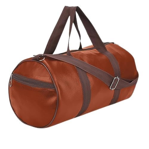 FIT FOCUS 20L Leather Trendy & Classic Duffle Gym Bag for Men & Women Leather Gym Bag with Shoulder Strap Sports Bag Yoga & Travel Bag for Boys & Girls Duffle Bag & Travelling Bag Outdoor (Tan) - Image 1