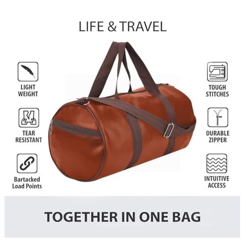 FIT FOCUS 20L Leather Trendy & Classic Duffle Gym Bag for Men & Women Leather Gym Bag with Shoulder Strap Sports Bag Yoga & Travel Bag for Boys & Girls Duffle Bag & Travelling Bag Outdoor (Tan) - Image 5