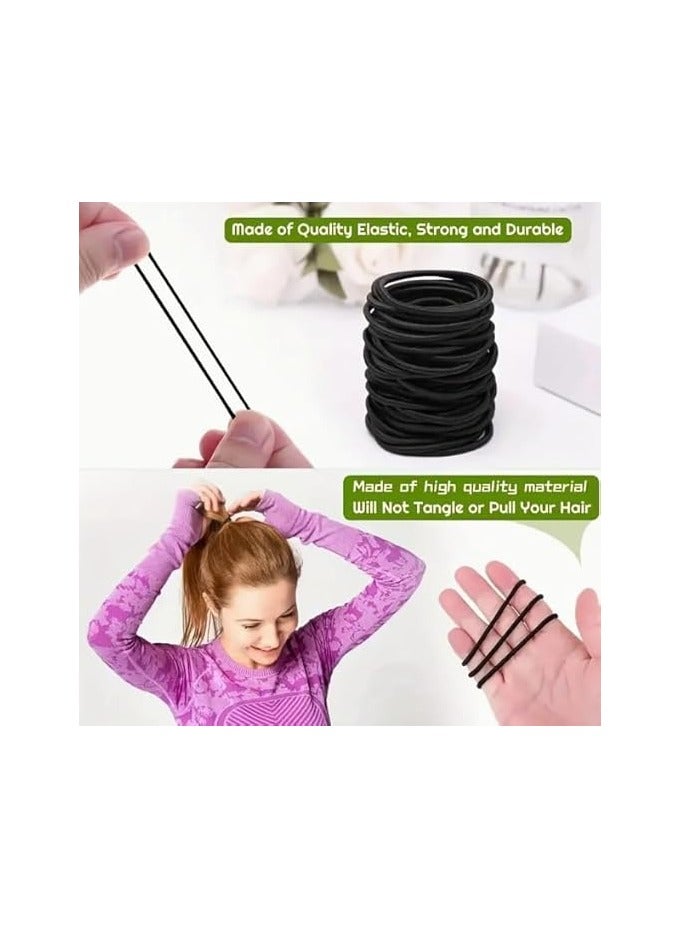STAR BEJA Black Elastic Hair Ties Premium No Damage Ouchless Rubber Bands Stretchable Non-Slip 2MM for Medium Thick Thin Hair 40pcs - Image 3
