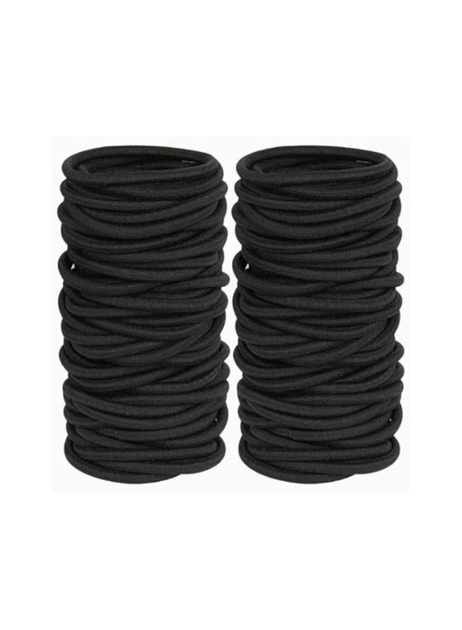 STAR BEJA Black Elastic Hair Ties Premium No Damage Ouchless Rubber Bands Stretchable Non-Slip 2MM for Medium Thick Thin Hair 40pcs - Image 1