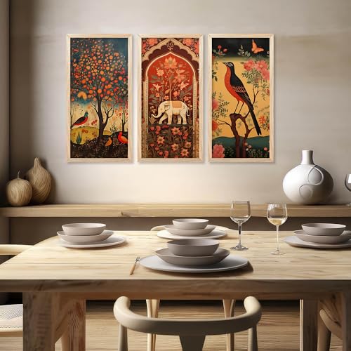 walllane - Painting for wall Decoration |Traditional Indian Art Wall Décor Paintings | Traditional Indian Art Pichwai Wall Décor Paintings set of 3 (10x19 inch, J) - Image 5