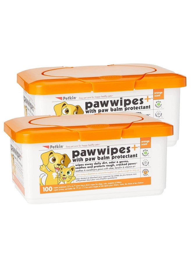 بيتكين مناديل مخالب بيتكين بلس، 200 منديل برائحة البرتقال، عبوة من قطعتين - مناديل ماصة لمخالب الحيوانات الأليفة تزيل الأوساخ والروائح اليومية - غنية ببلسم حماية المخالب - مناديل سهلة الاستخدام للكلاب والقطط والجراء والقطط الصغيرة - Image 1