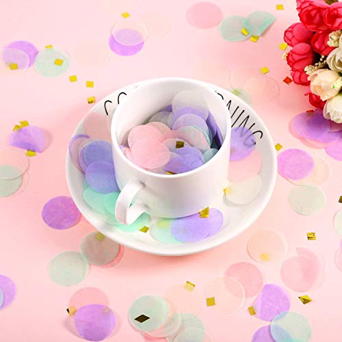 confetti! 1 inch round tissue paper table confetti unicorn/mermaid party decoration, 10-15grms- Multi color - Image 3
