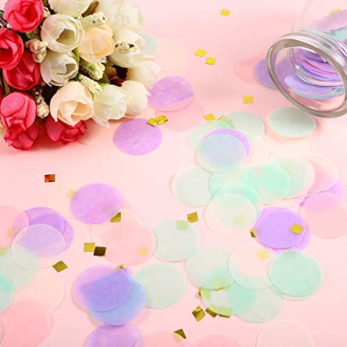 confetti! 1 inch round tissue paper table confetti unicorn/mermaid party decoration, 10-15grms- Multi color - Image 2