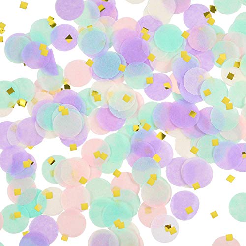 confetti! 1 inch round tissue paper table confetti unicorn/mermaid party decoration, 10-15grms- Multi color - Image 1