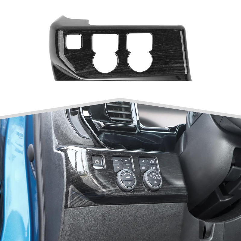 Generic amayum Headlight Switch Panel Cover Trim Interior Accessories Compatible with Chevrolet Silverado 2022 2023,Black Wood Grain  - Image 1