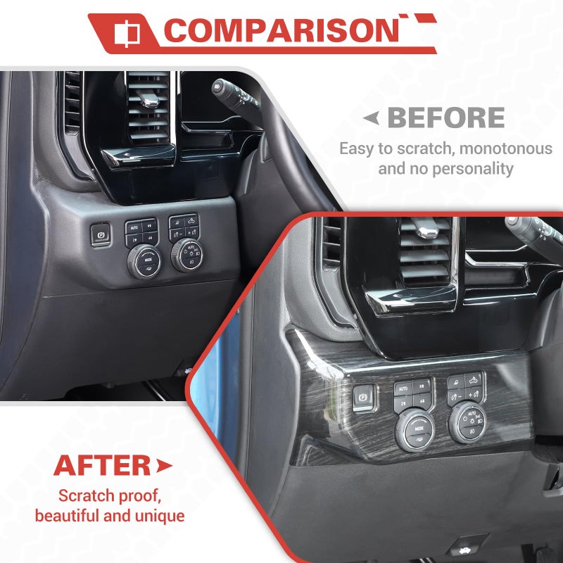 Generic amayum Headlight Switch Panel Cover Trim Interior Accessories Compatible with Chevrolet Silverado 2022 2023,Black Wood Grain  - Image 2