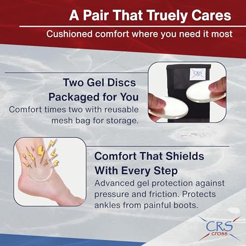 CRS Cross Gel Discs. 2 1/2 inch Ankle Gel Pads. Premium Cushion and Protection for Ice Skates, Hockey, Roller Skating, Inline, Hiking, Riding, and Ski Boots. - Image 3