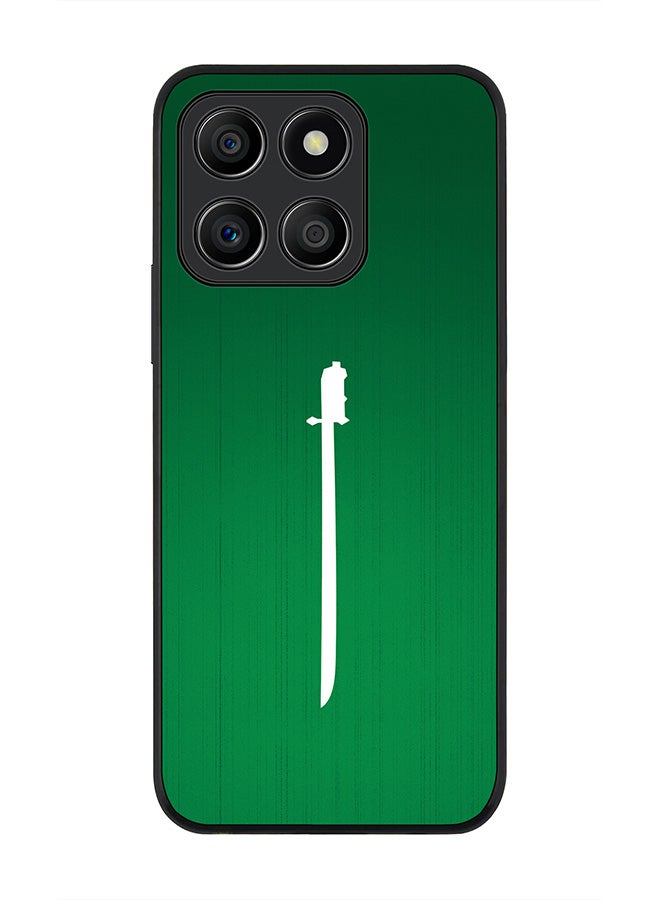 Rugged Black Edge case for Honor X6a, Slim fit Soft Case Flexible Rubber Edges Anti Drop TPU Gel Thin Cover - Sword Of Saudi