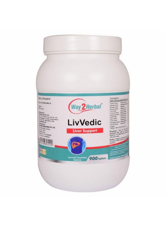 Way2Herbal Liv Vedic Liver Support Tablets (900 Count Pack Of 1) - Image 1