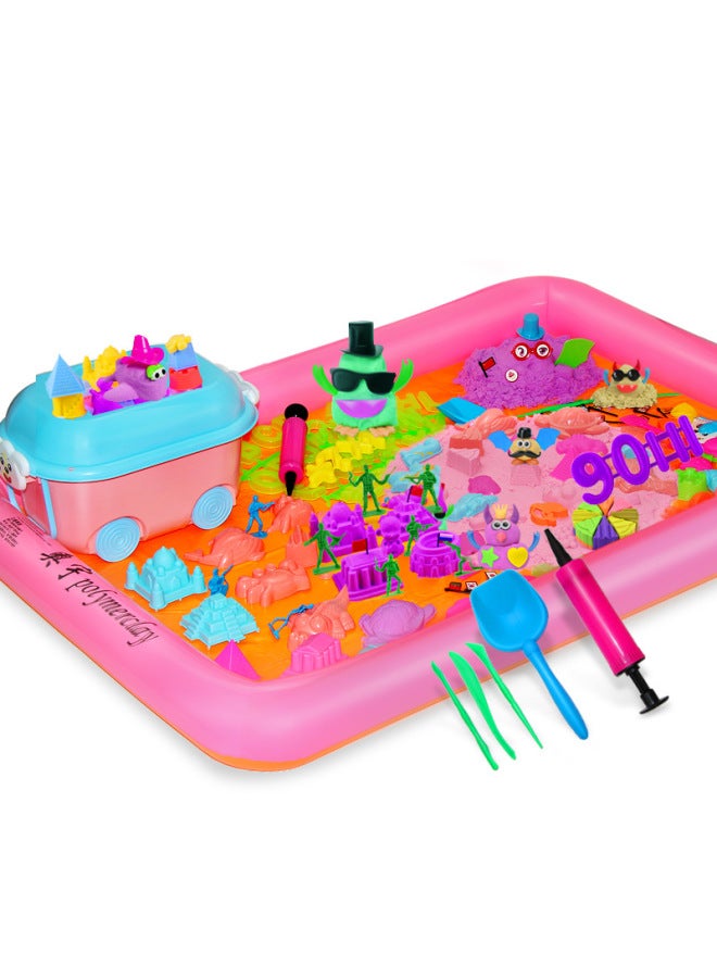 Space Toy Sand Suit Fire Starry Sky Safety Non-toxic Colored Sand Non-sticky Hand Magic Sand Power Mud Children's Toys-Color:Need Multi-color Message Notes-Specifications:Stand-up Bag Classy Sand 1.0kg Set + Folding Sand Table + 20 Molds + Storage Box - Image 5