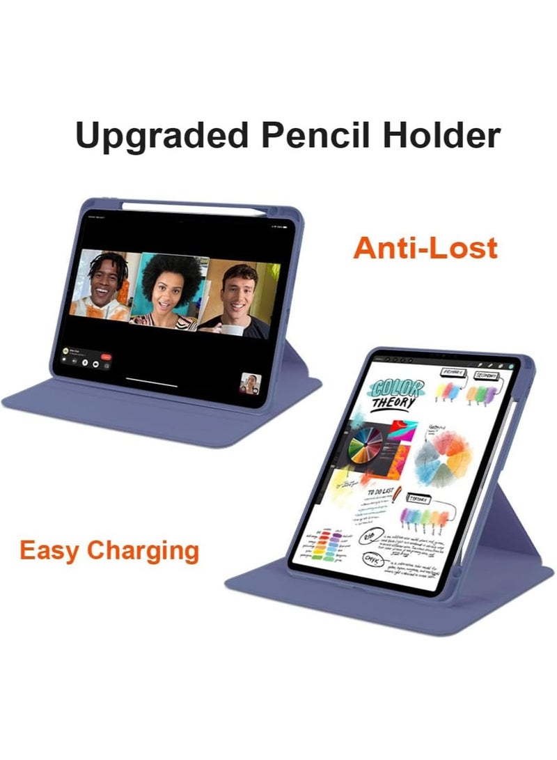 DUSALA 2 in 1 2 in 1 Rotating Case for iPad Pro 12.9-Inch (2018), with Pencil Holder,360 Degree Rotation Protective Stand Slim Cover Clear Back, Auto Wake/Sleep iPad Pro 12.9 With Tempered Glass - Image 3