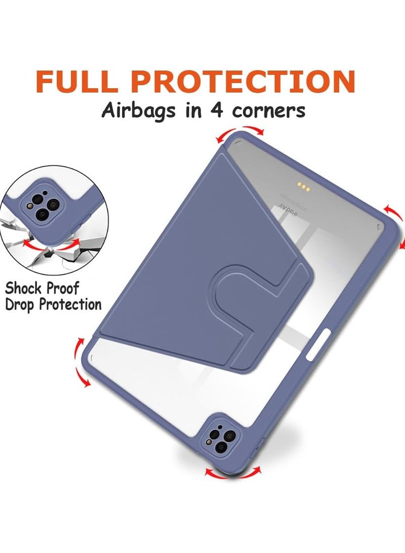 DUSALA 2 in 1 2 in 1 Rotating Case for iPad Pro 12.9-Inch (2018), with Pencil Holder,360 Degree Rotation Protective Stand Slim Cover Clear Back, Auto Wake/Sleep iPad Pro 12.9 With Tempered Glass - Image 2