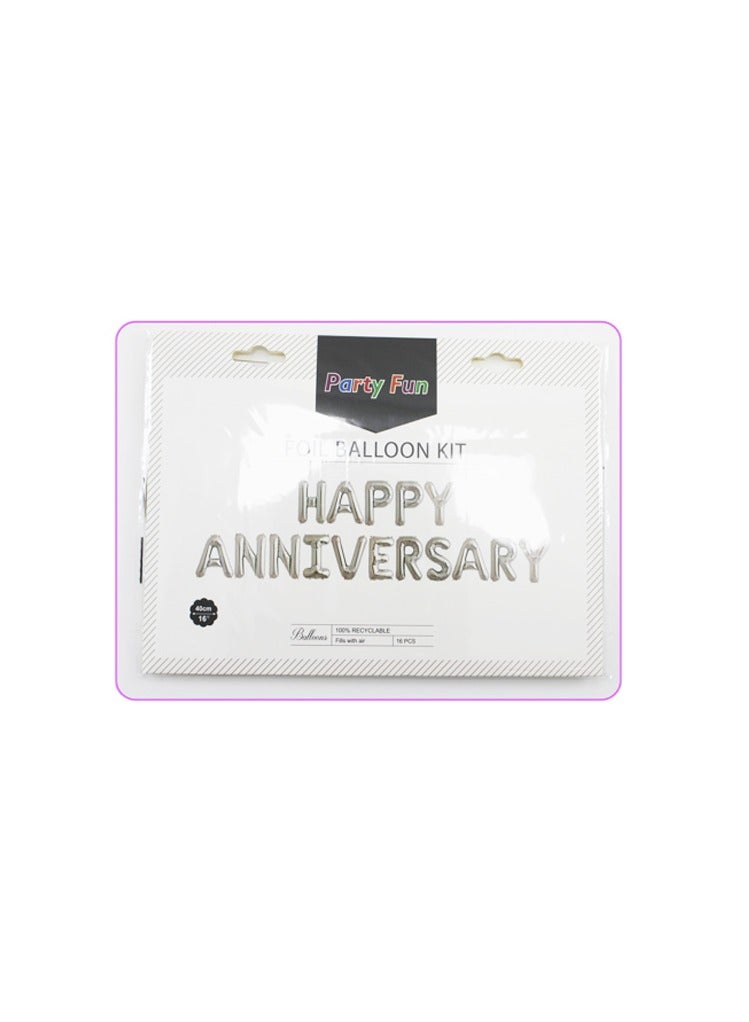 PARTY FUN Foil Balloon Letter Happy Anniversary Silver Colour - Image 3