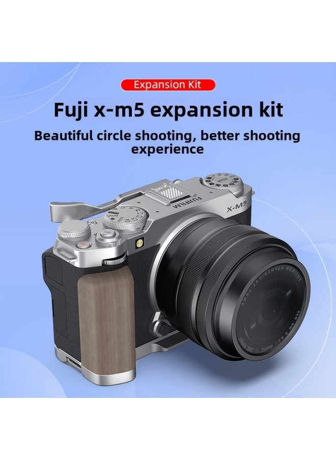 Generic - Suitable For Fuji XM5 Solid Wood Handle, Lightweight Design Akka Fast-loading Metal Base Color Value Protection Camera-Color:X-m5 Finger Handle (silver) - Image 1