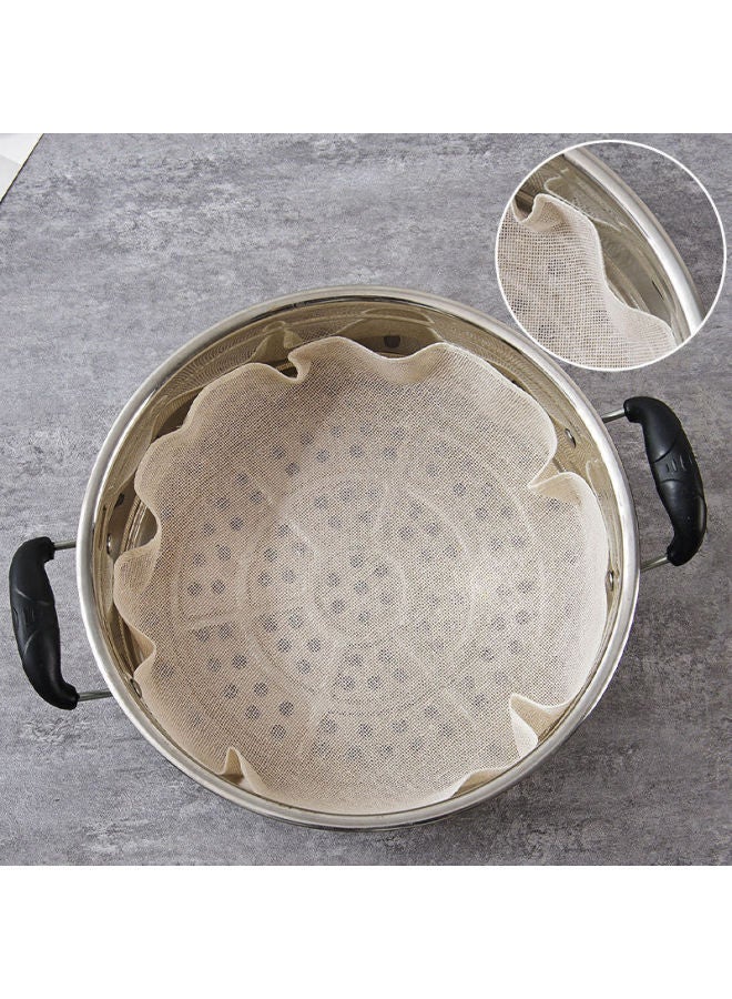 Food Grade Thickened Non-stick Steamer Cloth Pure Cotton Gauze Small Steamer Buns Dumpling Pad Household Cloth Steamer Steamer Cloth No-Dimensions:Circular Diameter 50cm [10 Pieces]] - Image 2