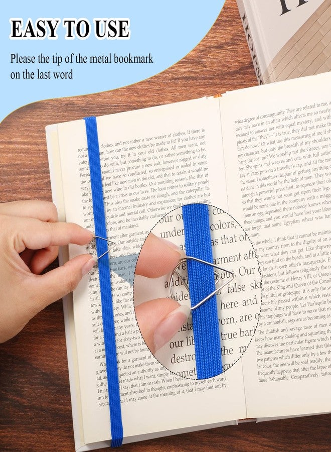 تاوباري مجموعة فواصل كتب مرنة متعددة الألوان، تتضمن 30 قطعة من مشابك الورق على شكل دمعة من الفولاذ المقاوم للصدأ و12 قطعة من الأربطة، مناسبة للمكتب والمدرسة والقراءة (لون كلاسيكي). - Image 4