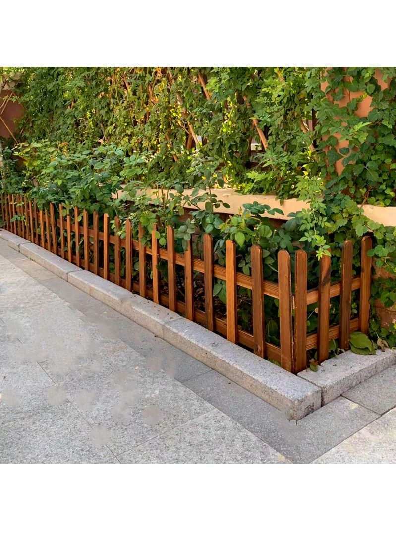 LINGWEI Wooden Garden Edging Border Decorative Fence Brown 160x40x1cm - Image 1