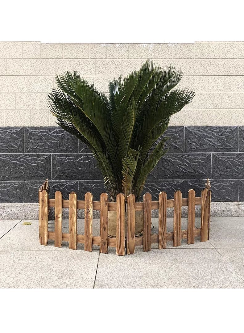 LINGWEI Wooden Garden Edging Border Decorative Fence Brown 160x40x1cm - Image 3