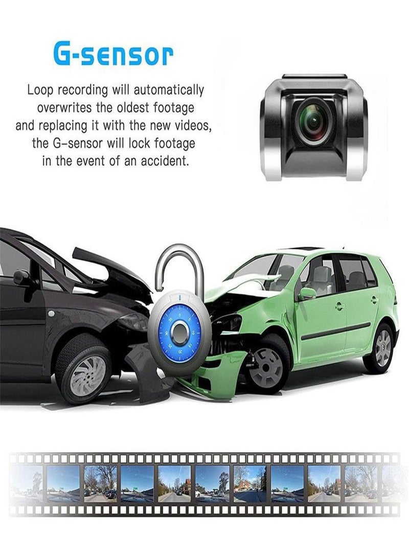 USB Car DVR Camera Video Recorder, Loop Recording ADAS Drive Assistance Video Recorder, Night Vision Full HD Dash Camera Car Driving Recorder - Image 4