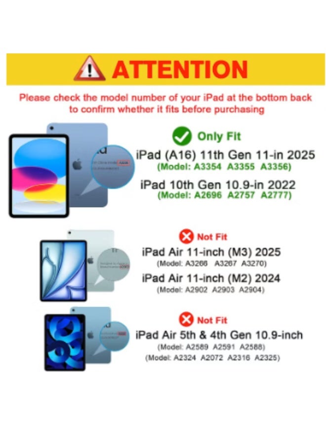 Case for iPad (A16) 11th 11 inch 2025/iPad 10th 10.9 inch 2022 Clear Transparent Back Shell with Pencil Holder, Auto Sleep/Wake Case Cover for iPad 10th 10.9inch 2022/iPad 11th 11inch 2025 - Image 2