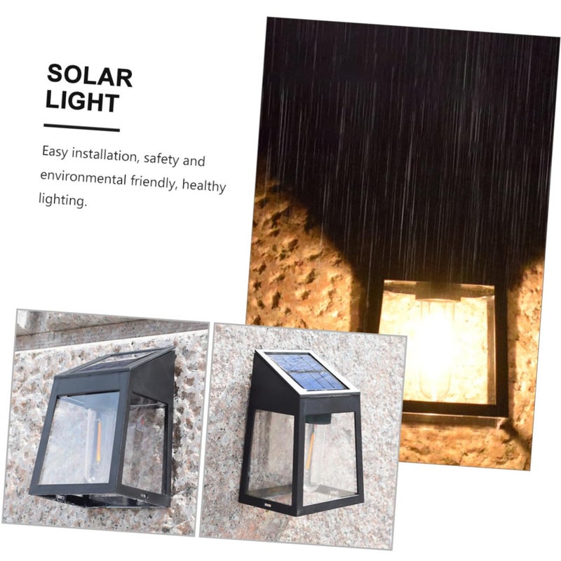 Solar Powered LED Wall Lamp Outdoor Weatherproof Warm Light Garden Patio Pathway - Image 4