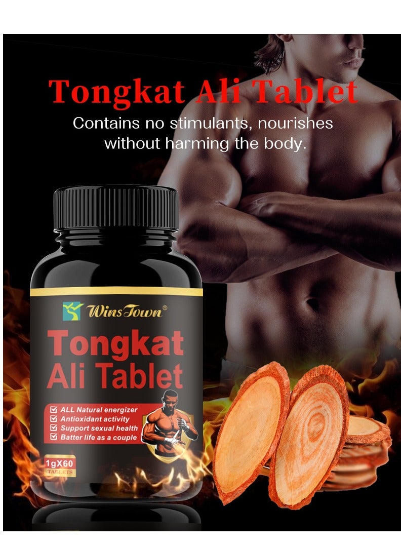 وينز تاون مستخلص تونغكات علي 1200 ملغ، حلوى الطاقة للرجال، منشط طبيعي بالكامل، نشاط مضاد للأكسدة، حياة الخليط كزوجين، 60 قرصًا - Image 3