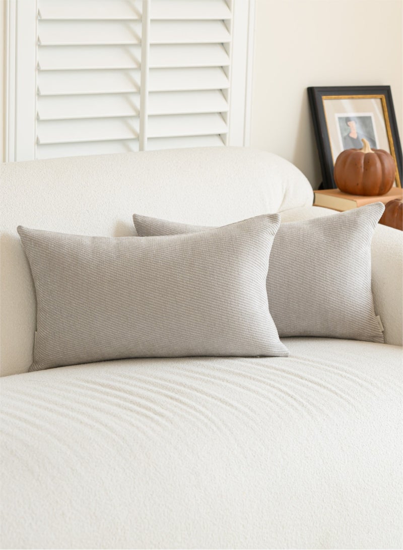 a moment a moment Pack of 2 Decorative Chenille Throw Pillow Covers with Twill Cushion Covers for Sofa Living Room Couch Bed 30x50 CM Grey  - Image 1