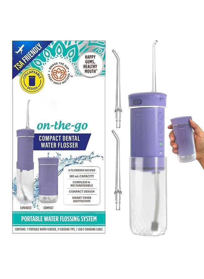 general Compact Water Dental Flosser, Portable Travel Size Oral Irrigator Flosser with Collapsible 180 ml Tank, Smart Timer, 4 Flossing Modes, TSA-Friendly - Lavender - Image 1