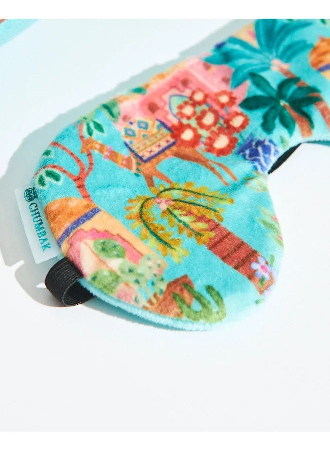 Chumbak Jaipurscape Travel Pillow with Plush Eye Mask | Stylish and Trendy Printed Neck Pillow for Travel/Home/Office | Travel Essentials | Cushion Neck Pillow | Flight Accessories | Trip Essential