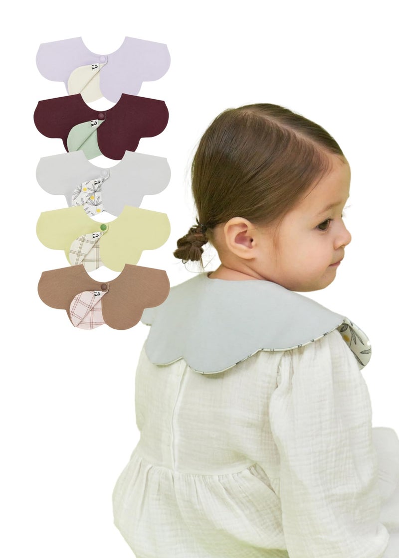 Konny Baby Bibs 5-Pack, 360 ​​° Rotate, New Year Gifts, Soft and Absorbent Bandana Drooling for Boys Girls baby Essentials(Set 8 - Lavender, Wine, Warm Grey, Lily Green, Mocha Pink) - Image 1