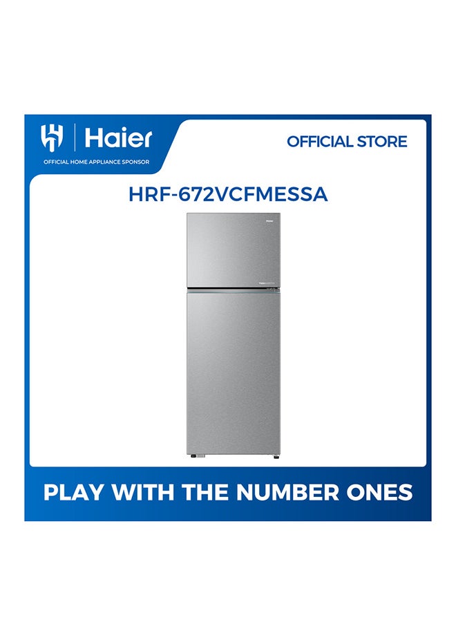 Haier Refrigerator TM, 16.7 CF/473 L (Ref 13.2 CF/374 L, Frz 3.5 CF/99 L), Twin Inverter (Compressor & Fan), Multi Air Flow, Deo Fresh, Total No Frost, Smart Digital Control, LED Lights, R600a Refrigerant 473 L HRF-672VCFMESSA Silver - Image 1