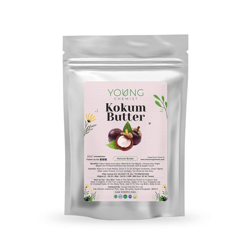 YOUNG CHEMIST Natural Unrefined Kokum Butter For Personal Care Skin And Hair Health Moisturization And Body Massage For Men And Women 250 GM